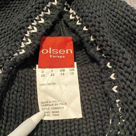 Olsen Europe Cowl Neck Black/White Sweater Size 10 - Picture 7 of 8